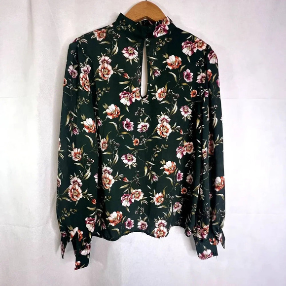 One Clothing Choker Neck Floral Boho Long Sleeve Blouse Size Small - Picture 2 of 7